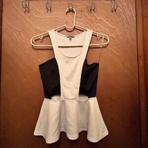 SALE Charlotte Russe Black and White Cutout Peplum Top